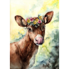 Print - Calf with a Flower Crown